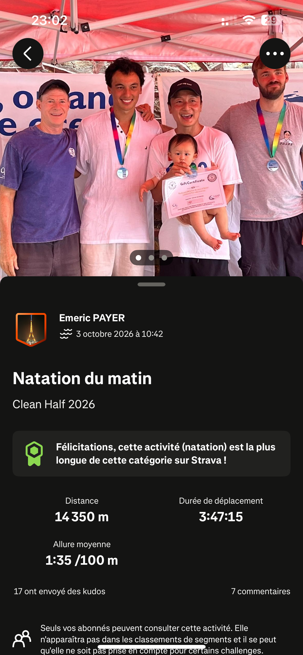 Strava telemetry for 14,350m Clean Half race