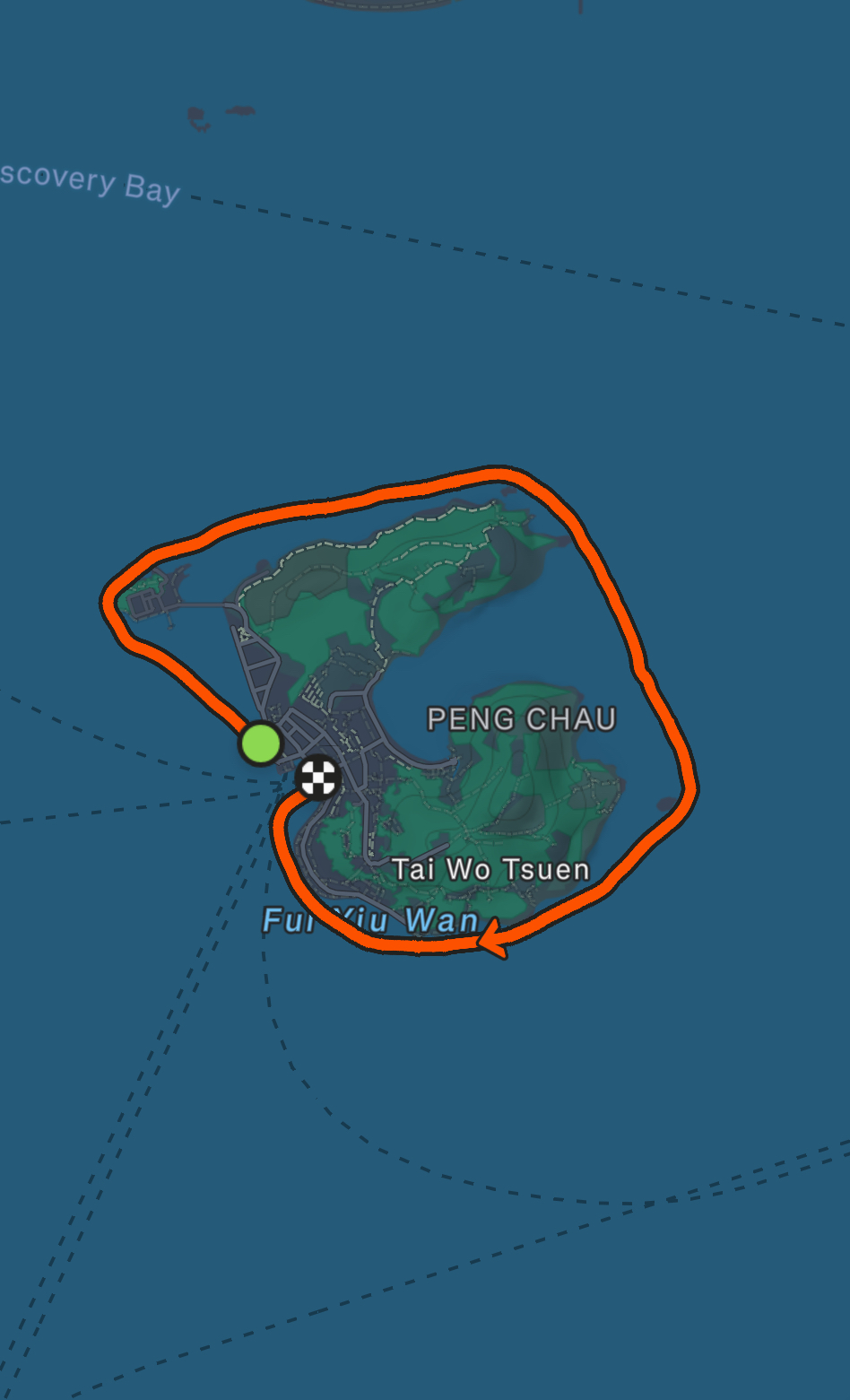 Peng Chau island circumnavigation GPS route