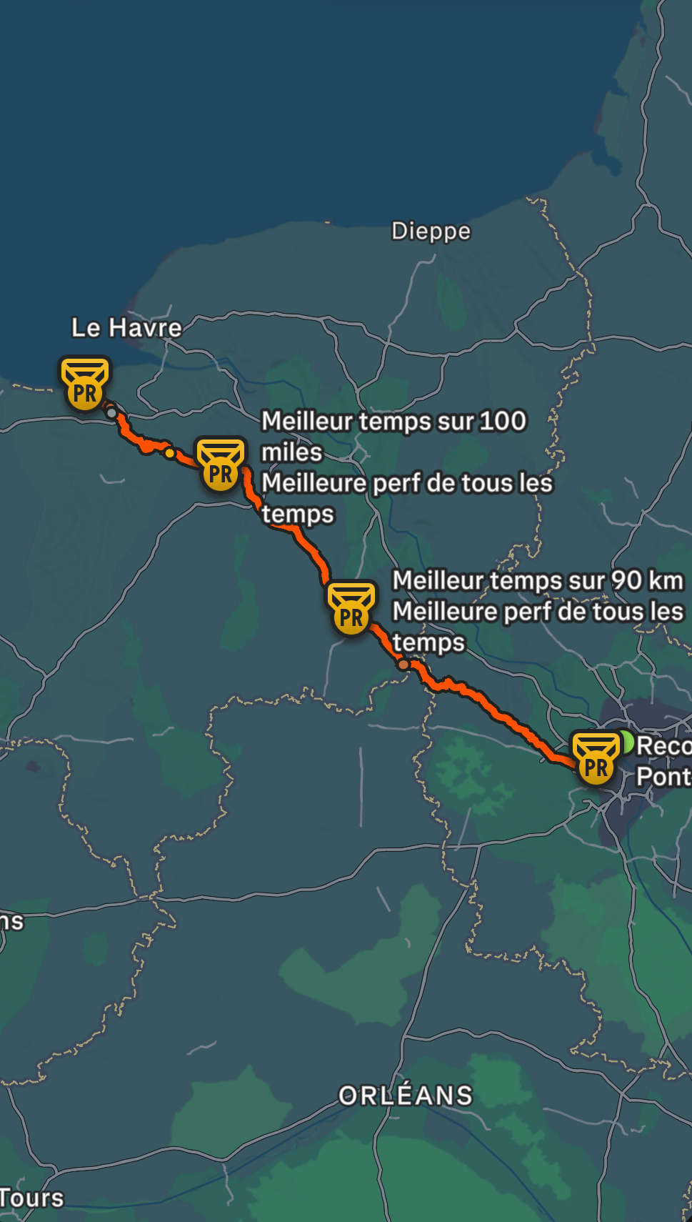 Long endurance cycling GPS route